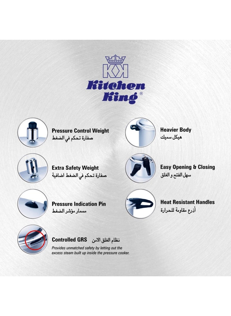 Kitchen King طنجرة ضغط 2 في 1 من Kitchen King، تصميم متين، تعزز الطهي الصحي، مقابض مقاومة للحرارة، مؤشر ضغط وتحكم، هيكل ثقيل، سهل الفتح والإغلاق، سعة 7 لتر  - Image 3