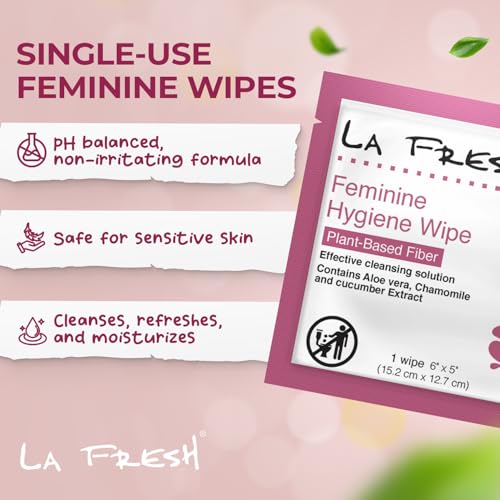 LA Fresh Feminine Wipes with Aloe Vera, Chamomile Extract, Cucumber, and Vitamin E - Pack of 50 ct Wipes for Women - Image 2