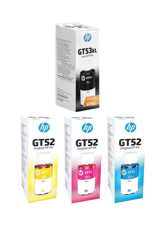 HP GT53XL (أسود) + GT52 (سماوي، أصفر، أرجواني) حزمة من 4 حزم متعددة الألوان متعدد الألوان - Image 4