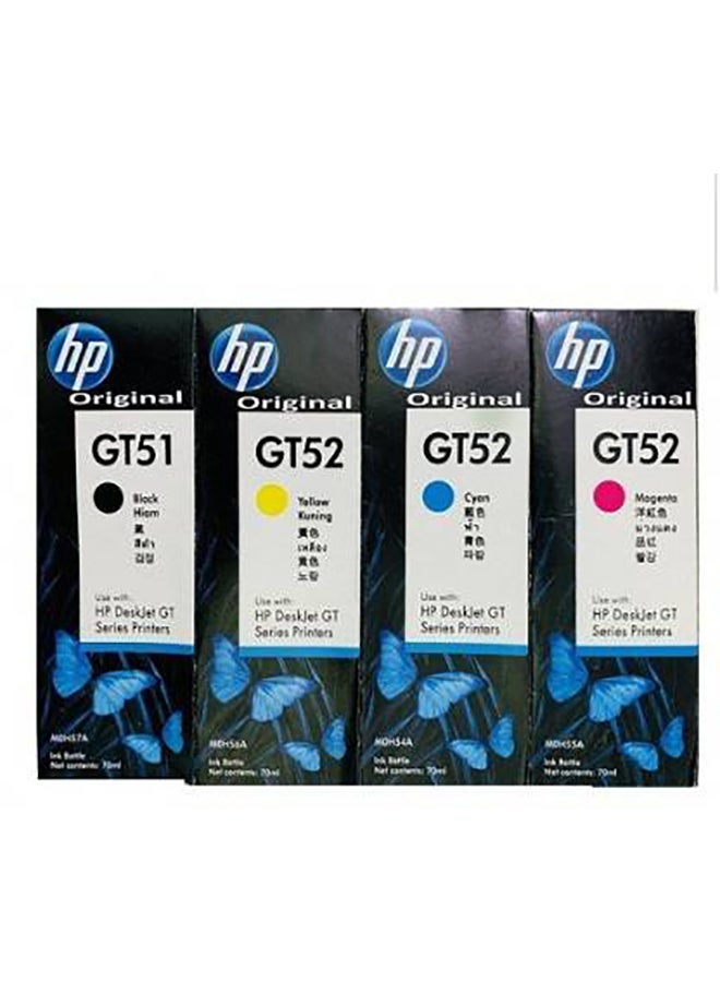 HP GT53XL (أسود) + GT52 (سماوي، أصفر، أرجواني) حزمة من 4 حزم متعددة الألوان متعدد الألوان - Image 5