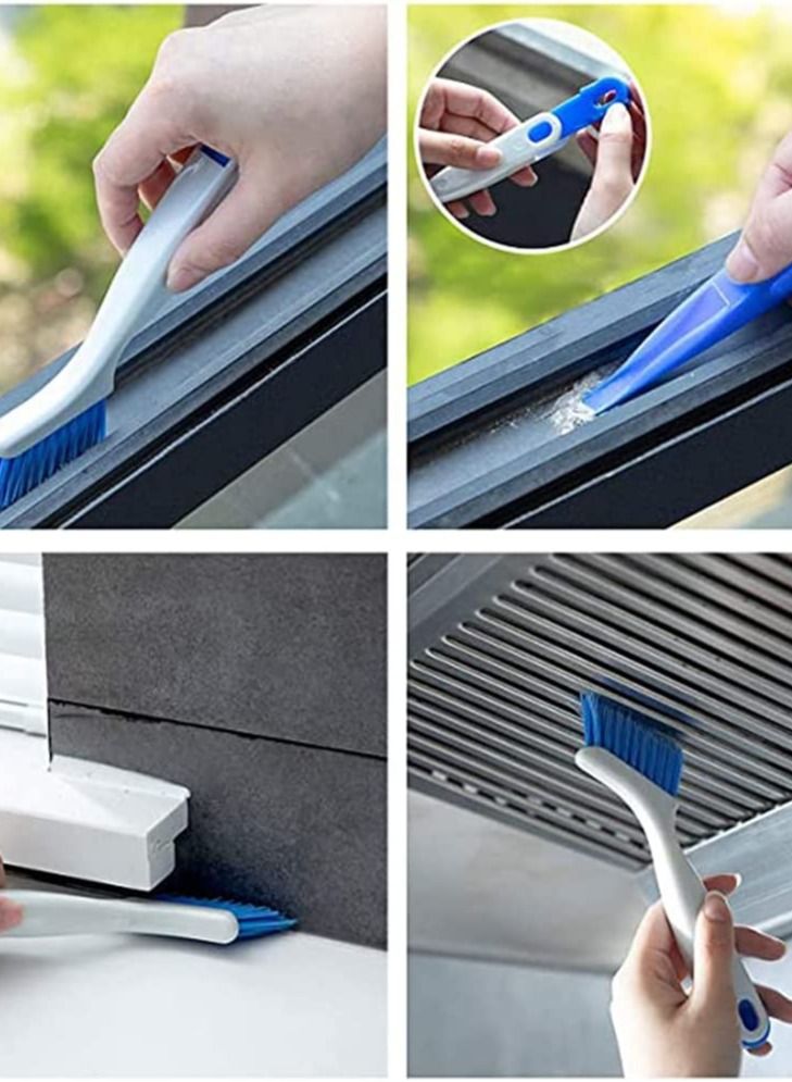 KASTWAVE Cleaning Scrub Brush with Handle 2 Pcs Small Stiff Scrub Brush for Cleaning Sink Scrub Brush Bathroom Toilet Kitchen Edge Corner Floor Cleaner Brushes for Household Use Window Track Cleaning Brush - Image 3