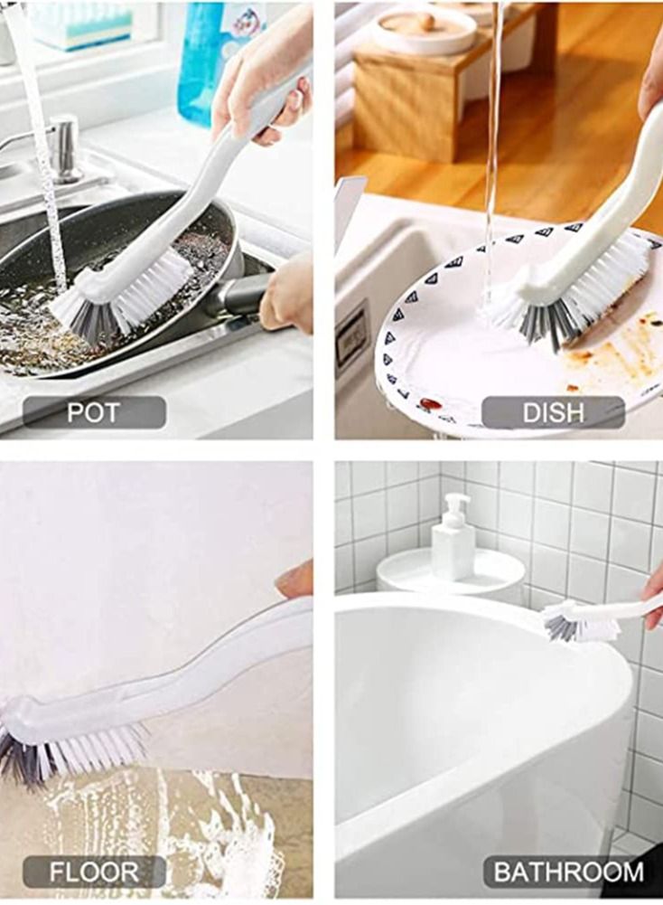 KASTWAVE Cleaning Scrub Brush with Handle 2 Pcs Small Stiff Scrub Brush for Cleaning Sink Scrub Brush Bathroom Toilet Kitchen Edge Corner Floor Cleaner Brushes for Household Use Window Track Cleaning Brush - Image 5