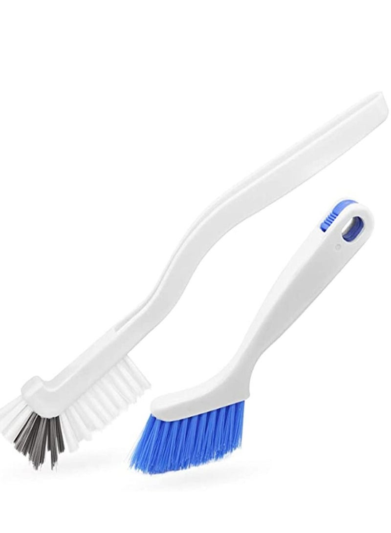 KASTWAVE Cleaning Scrub Brush with Handle 2 Pcs Small Stiff Scrub Brush for Cleaning Sink Scrub Brush Bathroom Toilet Kitchen Edge Corner Floor Cleaner Brushes for Household Use Window Track Cleaning Brush - Image 1