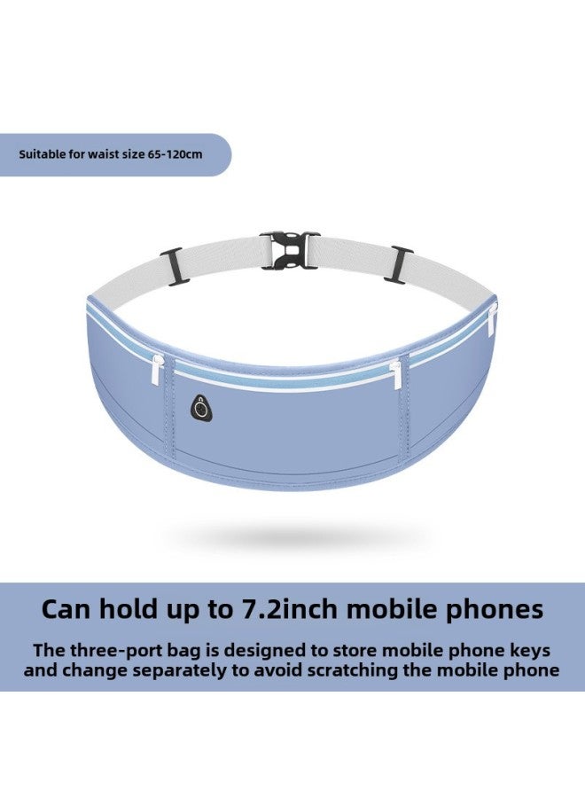 Generic Running Special Waist Bag Does Not Shake Mobile Phone Bag Ultra-thin Professional Men's And Women's Large Capacity Fitness Sports Small Bag-Color:Light Blue - Image 1
