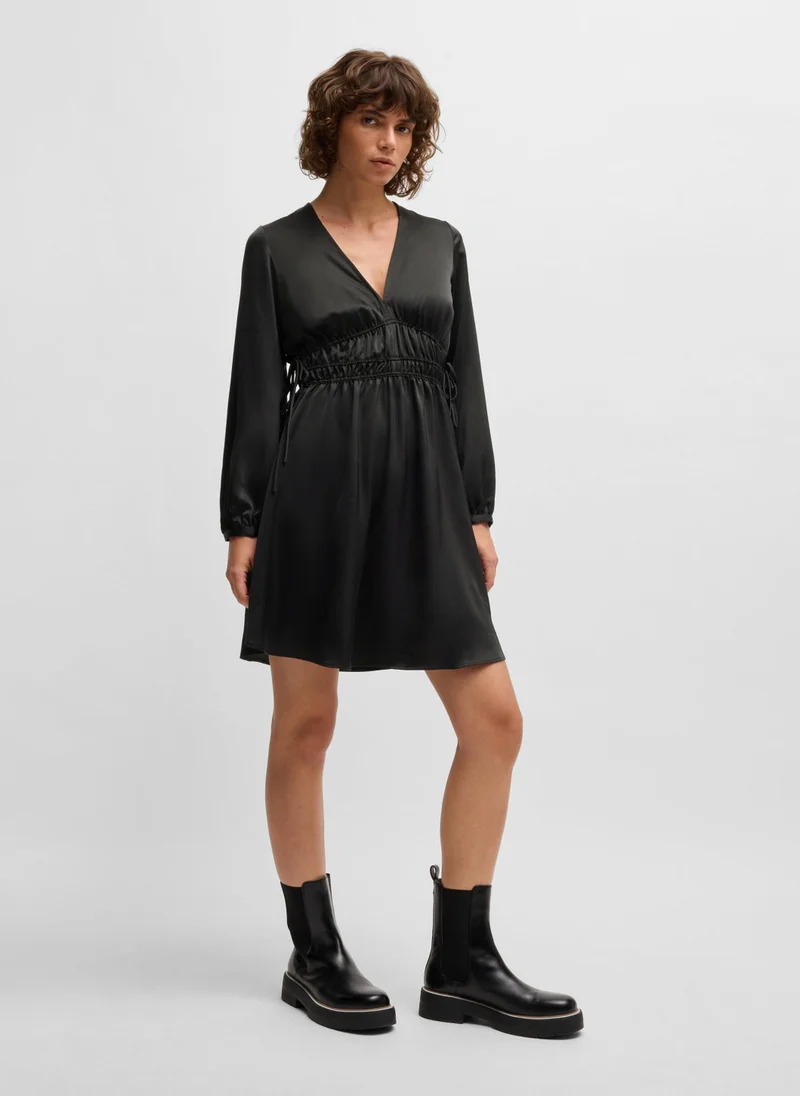 بوس V-neck satin dress with gathered waist details