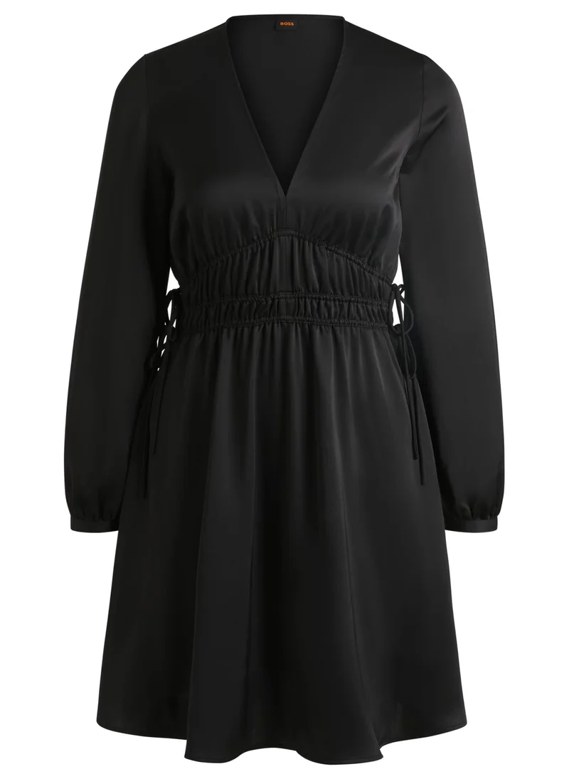 بوس V-neck satin dress with gathered waist details