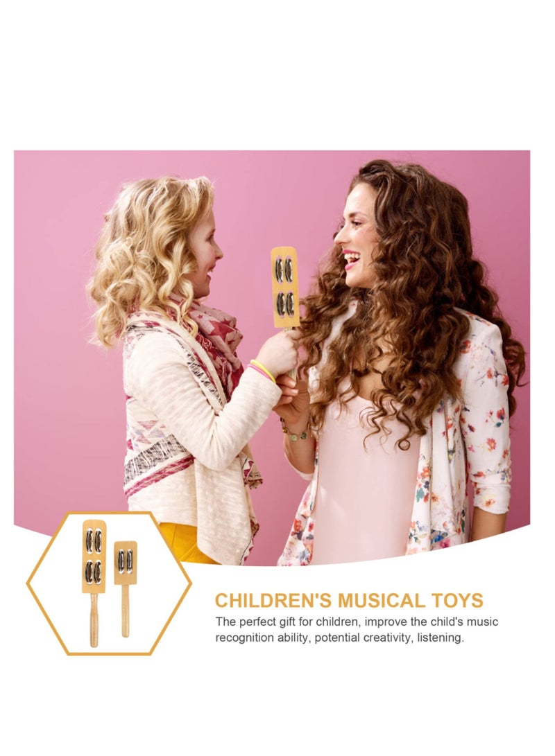 Y&D Tambourine Drum Bell, Hand Held Wooden Jingles Percussion, Instruments Children Musical Instrument Educational Toy, for Kids Games, Party Noisemaker  - Image 2