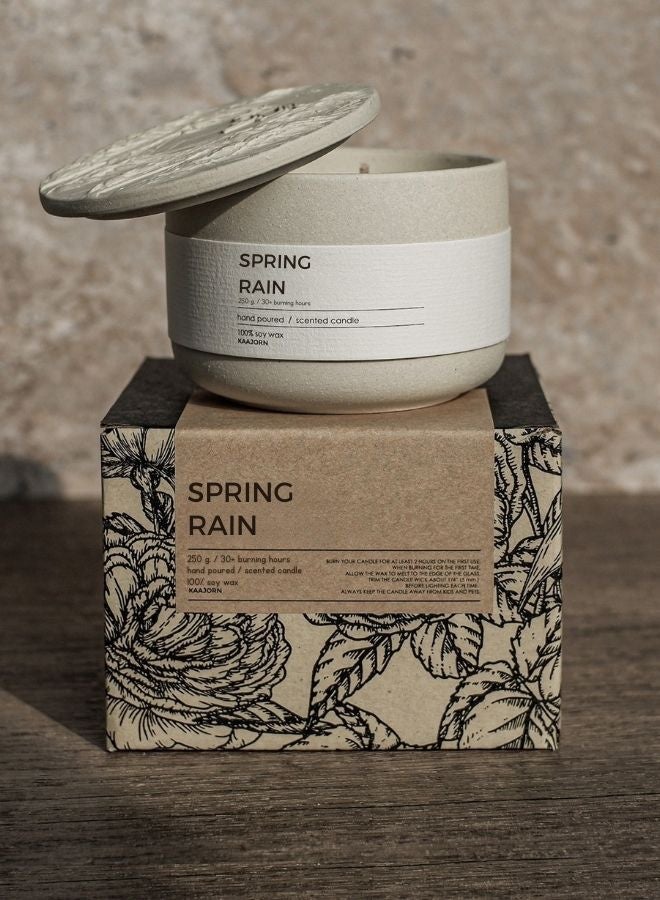 FARIDA NATURAL Serene & Comforting Aroma Scented Candle – 100% Soy Wax, Handmade in Thailand using natural products, 3-Wick, 250g, 30+ Hour Burn – Eco-Conscious Gift "Spring Rain" by Kaajorn. - Image 1