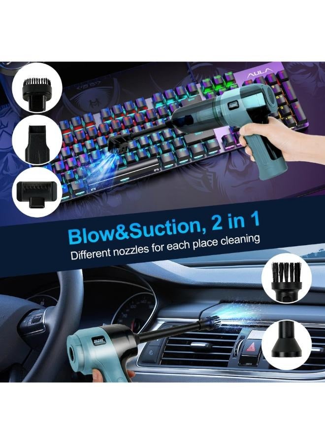 إم دي اتش إل مكنسة كهربائية محمولة صغيرة محمولة قابلة لإعادة الشحن للسيارة، لاسلكية مع شفط قوي 9000PA مع 5 ملحقات متعددة الاستخدامات وفرشاة تنظيف - Image 4