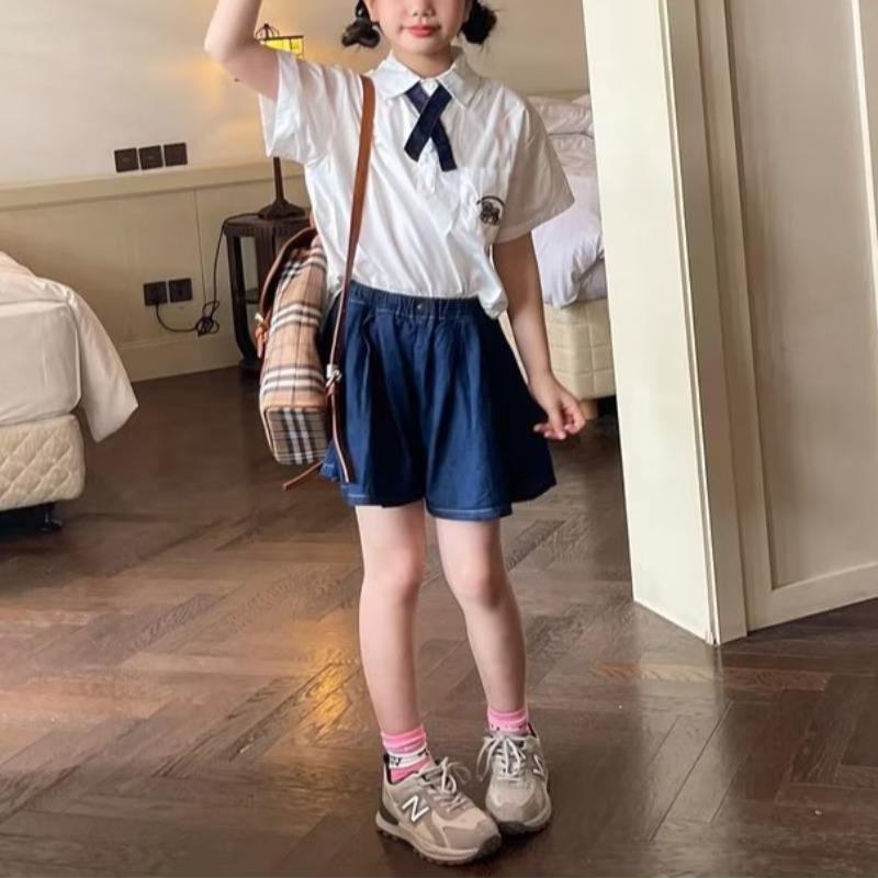 Girls Denim Skirt Shorts Summer 2024 Casual Blue 