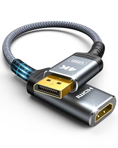 Highwings 4K Display Port to HDMI Adapter, Uni-Directional DP 1.2 Computer to HDMI 2.0 Screen, Display Port to HDMI Adapter (Male to Female), SR Anti-Break, No Latch, for Dell HP AMD NVIDIA, Passive - Image 1