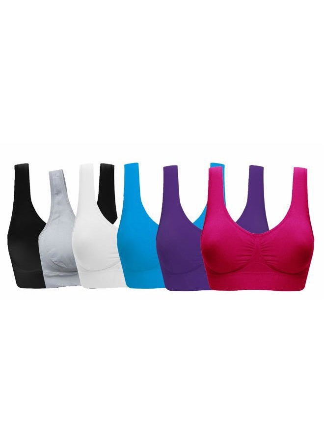 Hiking Gril Women's Comfort Workout Sports Bra Low-Impact Activity Sleep Bras Pack of 6 3XL - Image 1
