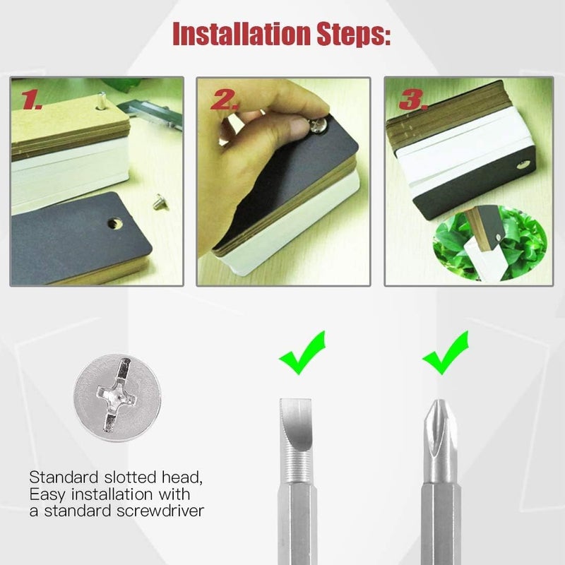 Socell 130pcs Phillips Chicago Screw Binding Screws Posts Assortment Kit for Scrapbook Photo Albums Craft and DIY Leather Decoration Bookbinding(M5 x 5/10/15/25/35/45/55) - Image 5