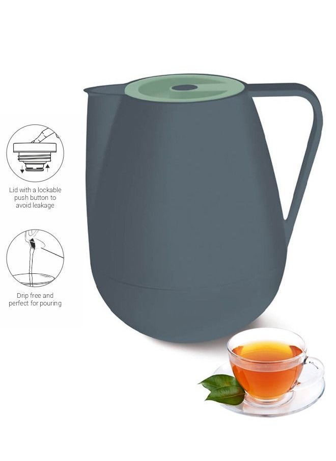 Badraig - Thermos for tea and coffee Grey/Green 1 liter - Image 1