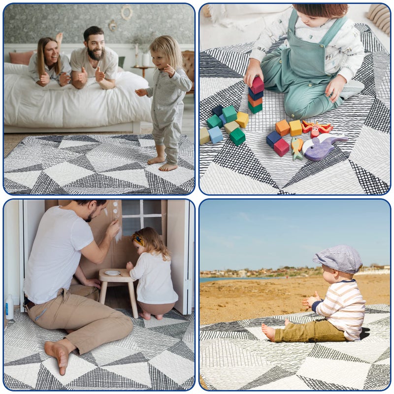 TANOSHIIÂ® Baby Play Mat for 47"x47" Playpen, Machine Washable, Kids Tents Mat Cotton,Foldable Crawling Mat for Floor,One-Piece Crawling Mat Non Slip Baby Mat for Floor,Portable Travel (Stripe) - Image 5
