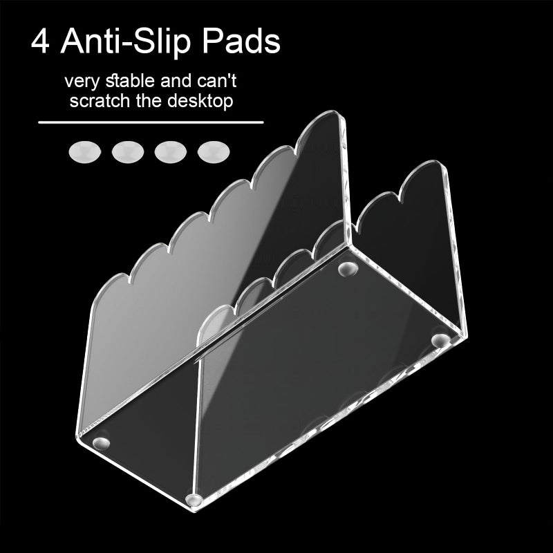 YAGELI 1-Slot Acrylic Mail Organizer for Desktop â€“ Scalloped Clear Document Sorter, Vertical File Holder for Office/Home, Space-Saving Desk Organizer for Letters,Envelope,Bills,Stationery - Image 4