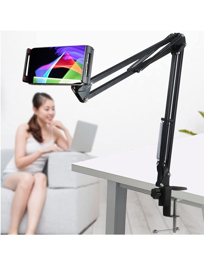 DUSALA Phone Holder for Bed, iPad Tablet Stand Holder for Desk, 360° Flexible Articulating Long Arm Clamp Bracket Cell Phone Accessories for Mobile Phone and Tablet Like iPhone/iPad/Samsung - Image 1