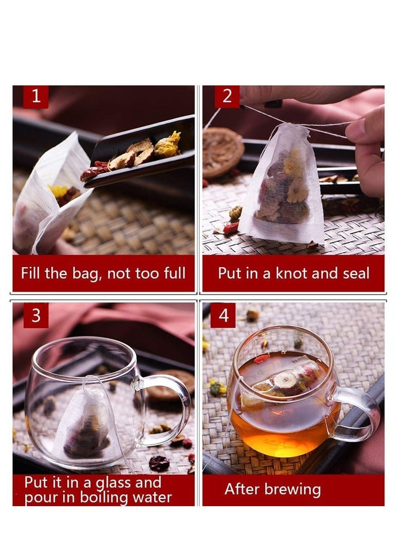 100 Pcs Disposable Tea Bags for Loose Leaf Tea, Biodegradable Tea Filter Bags with Drawstring, Corn Fiber Empty Tea Bags for Loose Leaf Tea (6X8cm)  - Image 4