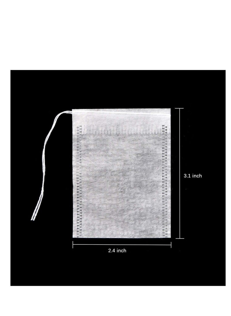 100 Pcs Disposable Tea Bags for Loose Leaf Tea, Biodegradable Tea Filter Bags with Drawstring, Corn Fiber Empty Tea Bags for Loose Leaf Tea (6X8cm)  - Image 3