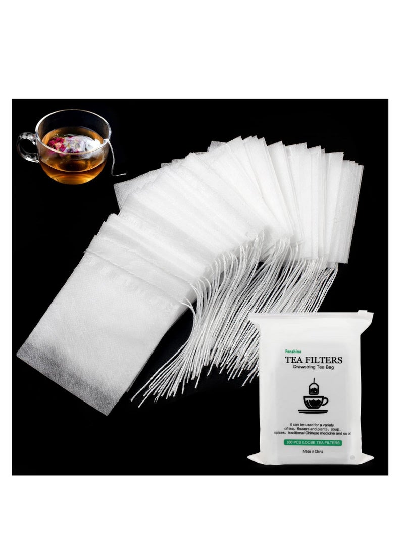 100 Pcs Disposable Tea Bags for Loose Leaf Tea, Biodegradable Tea Filter Bags with Drawstring, Corn Fiber Empty Tea Bags for Loose Leaf Tea (6X8cm)  - Image 1