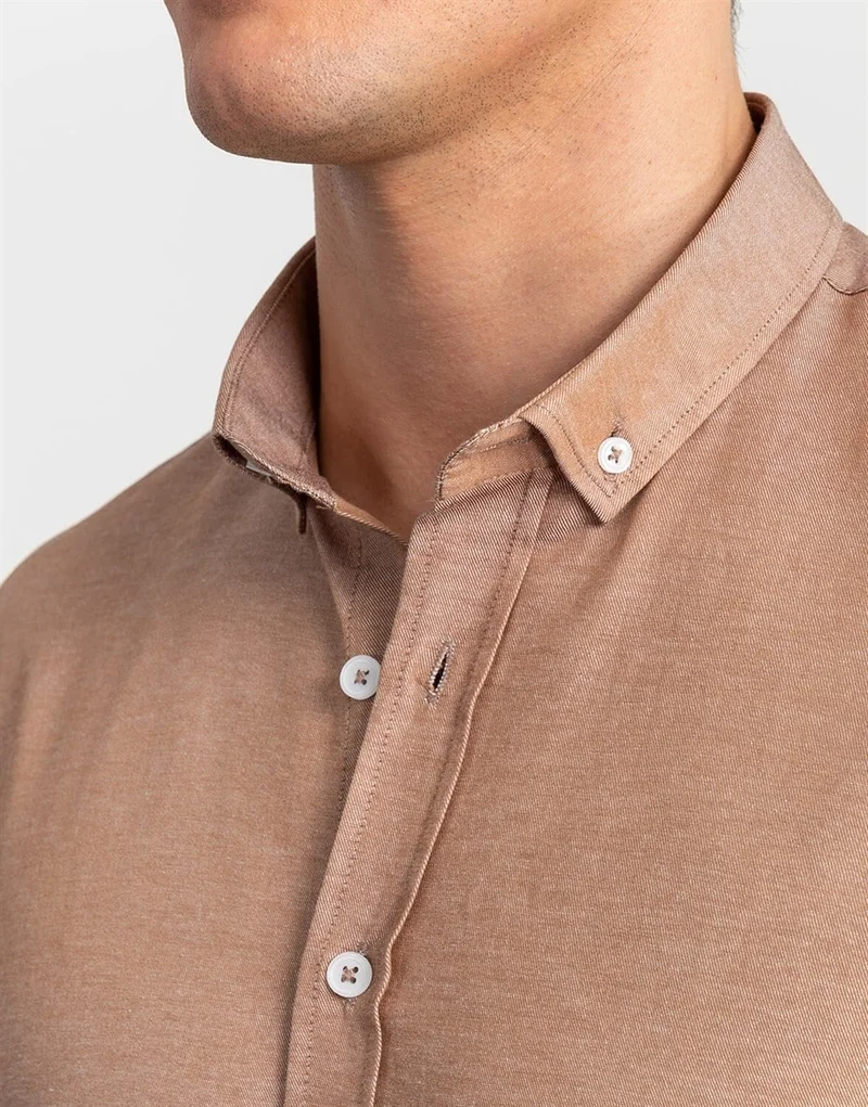 تودورس Slim Fit Beige Plain Men's Shirt