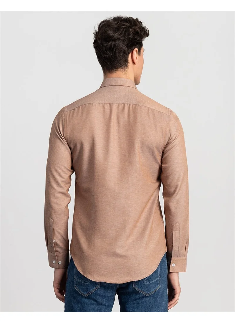 Tudors Slim Fit Beige Plain Men's Shirt