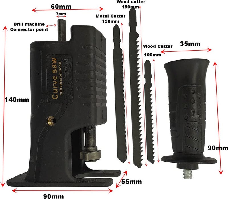 Inditrust NEW Black Jigsaw attachment for drill machine to convert to jigsaw with blades For Drill machine and Hammer machine Easily connect Wood Cutter - Image 3