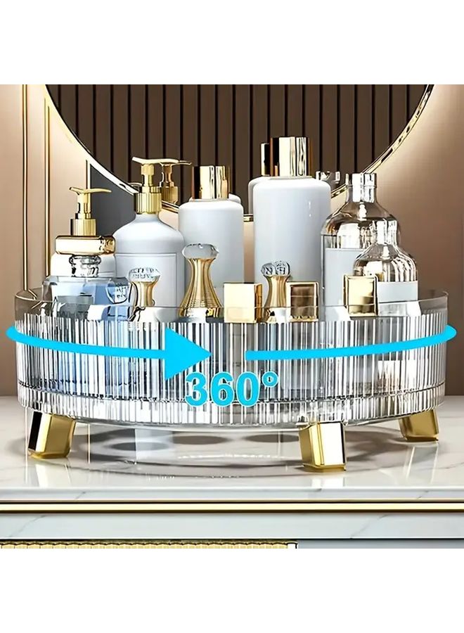 360 Degree Rotating Green Makeup Organizer Durable Plastic Countertop Storage for Vanity Bathroom And Kitchen Spacious Design Holds Perfumes Skincare Cosmetics - Image 4