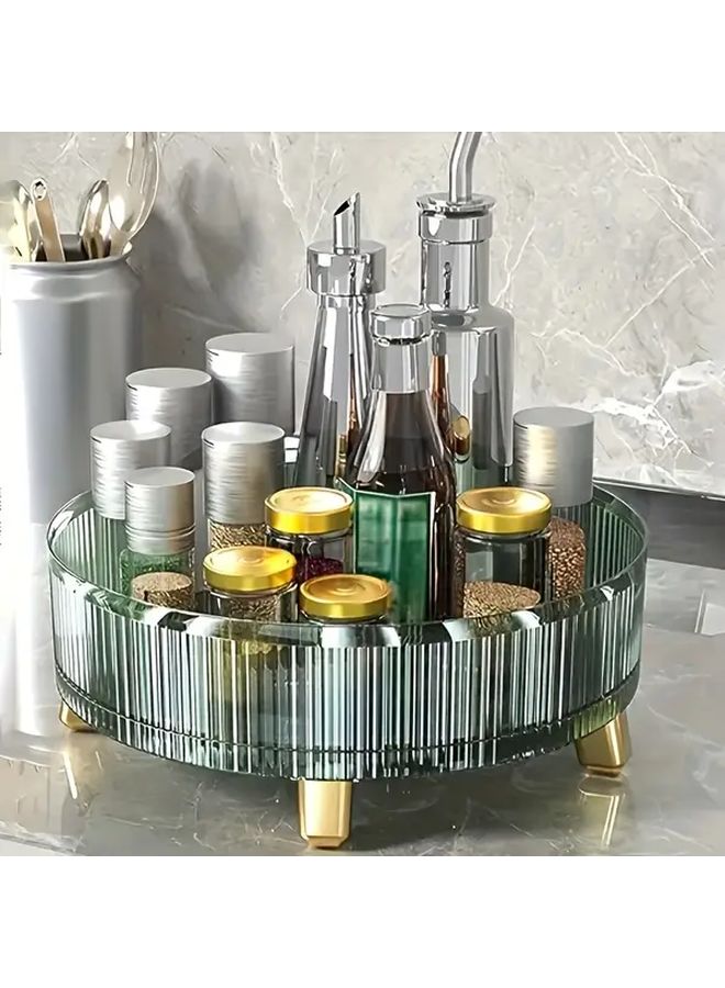 360 Degree Rotating Green Makeup Organizer Durable Plastic Countertop Storage for Vanity Bathroom And Kitchen Spacious Design Holds Perfumes Skincare Cosmetics - Image 2
