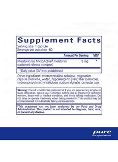 بيور إنكابسيليشن Pure Encapsulations Melatonin-SR - ميلاتونين ممتد المفعول - يدعم النوم المريح* - مكمل غذائي للنوم - خالٍ من الجلوتين ونباتي - 60 كبسولة  - Image 2
