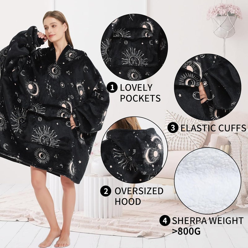 Fiosnow Sun and Moon Blanket Hoodies for Women and Men Adult Oversize Wearable Blanket Hoodies for Soft and Warm - Image 4