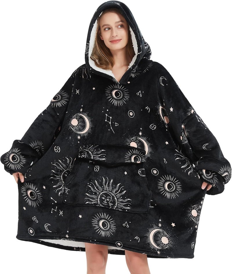 Fiosnow Sun and Moon Blanket Hoodies for Women and Men Adult Oversize Wearable Blanket Hoodies for Soft and Warm - Image 1