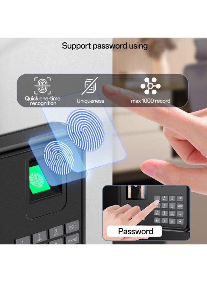 Yesido KM30 Smart Biometric Time Attendance Machine - 5-in-1 Face Recognition, Fingerprint, Palm & Password Time Clock with 2.8" LCD - Black - Image 3