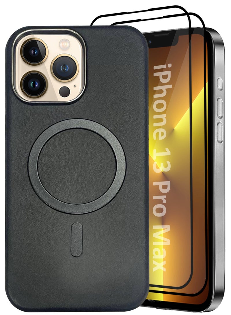 CATANES 3 Pack of PU Leather Case for Apple iPhone 13 Pro Max Compatible with Magsafe, Shockproof Drop Proof Protective Slim Case Classic Black - Image 1