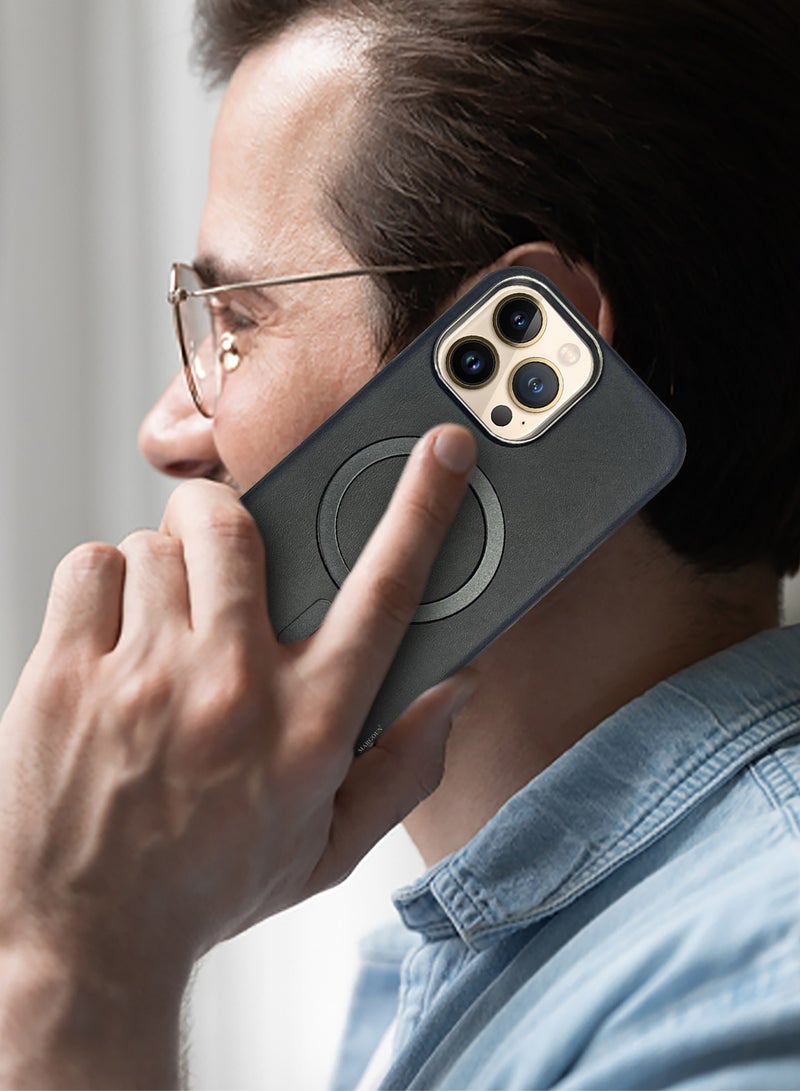 CATANES 3 Pack of PU Leather Case for Apple iPhone 13 Pro Max Compatible with Magsafe, Shockproof Drop Proof Protective Slim Case Classic Black - Image 4