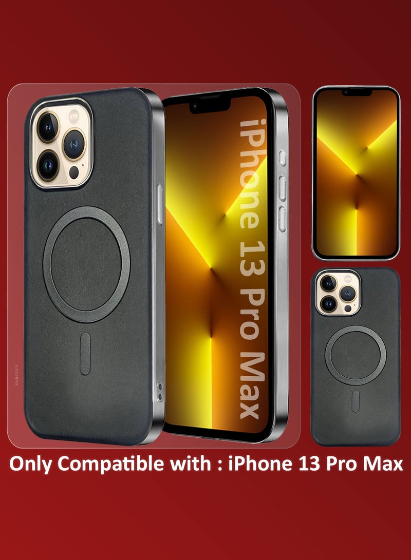 CATANES 3 Pack of PU Leather Case for Apple iPhone 13 Pro Max Compatible with Magsafe, Shockproof Drop Proof Protective Slim Case Classic Black - Image 2