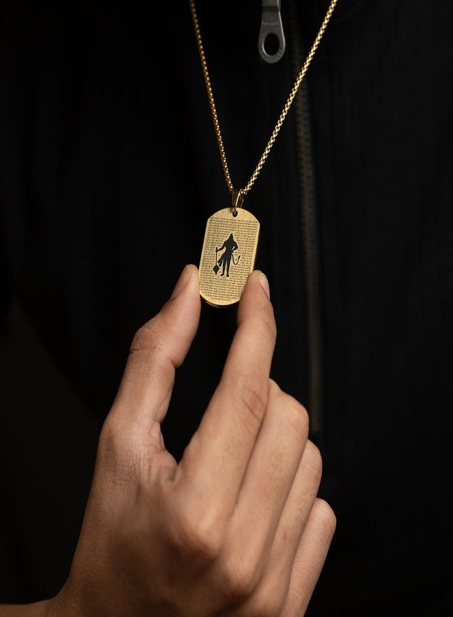 Mesmerize Sacred Hanuman Chalisa MicroCarved Tag Necklace | Premium Stainless Steel | Anti-Tarnish, Water & Sweat Proof | Spiritual Protection Pendant for Men & Women (Gold) - Image 3