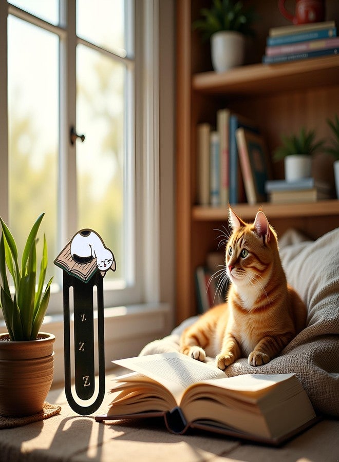 Zhuluck Cute Sleeping Cat Metal Bookmark for Cat Lovers Book Marker Book Covers and Book Accessories Lovely School Office and Home Supplies - Image 2
