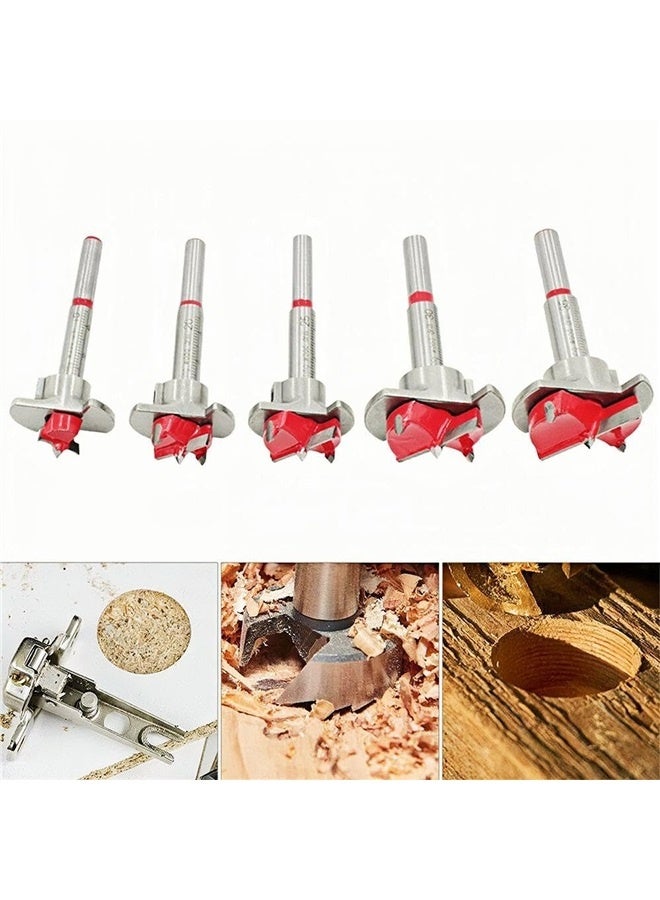5pcs حفر بت مجموعة قابلة للتعديل تحديد موقع الخشب المفصلات ثقب الحفر ملل بت الخشب أوجر القطع مفتاح الستة (15/20/25/30/35 مم)  - Image 4