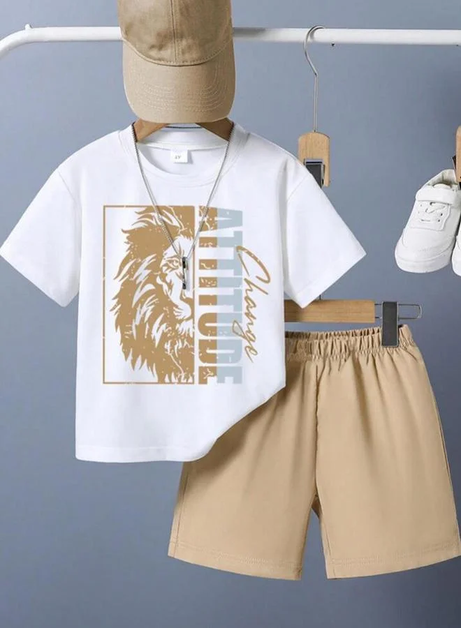 تايك تو Take Two Boys Lion Graphic T-Shirt and Shorts Set