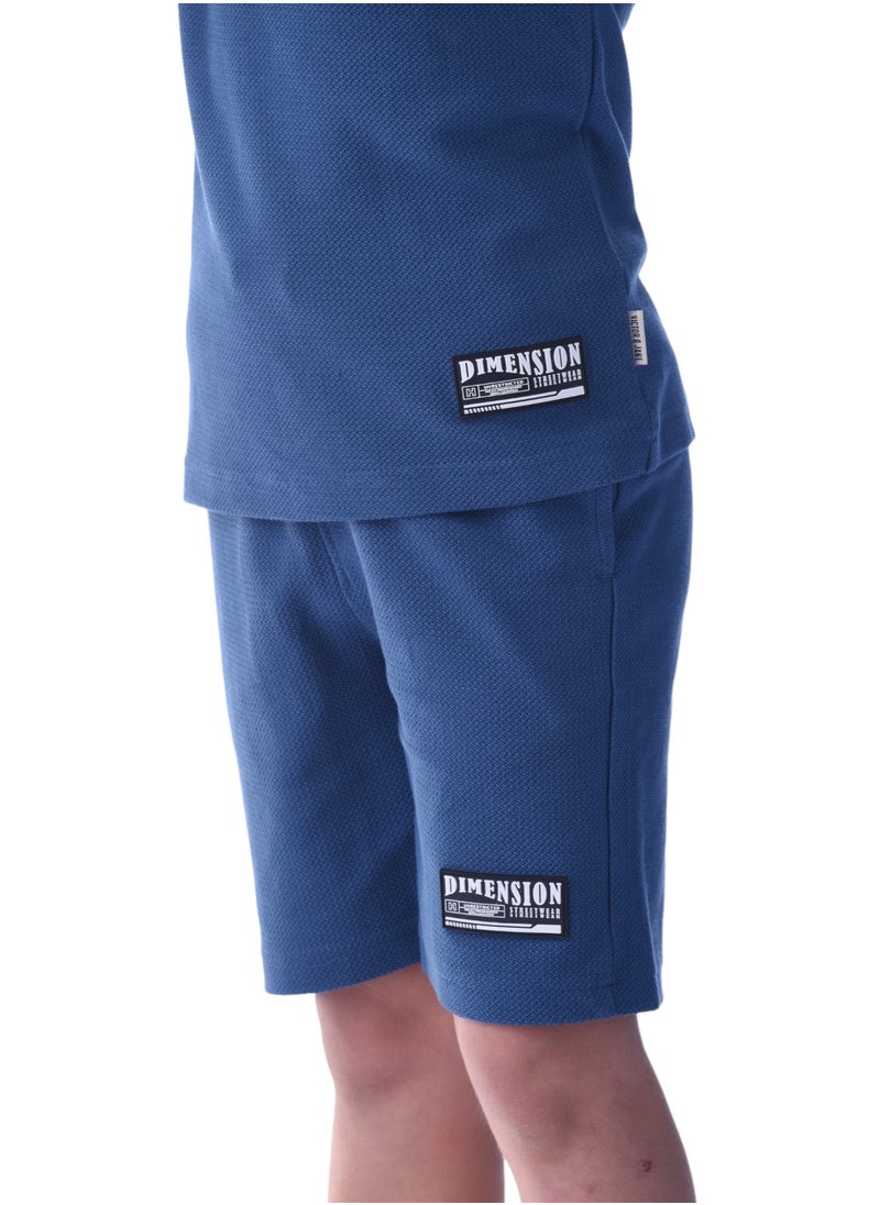 victor and jane - Kids Boys Set Comfortable 2-Piece T-Shirt & Shorts Set (2-8 Years)- Blue - Image 1