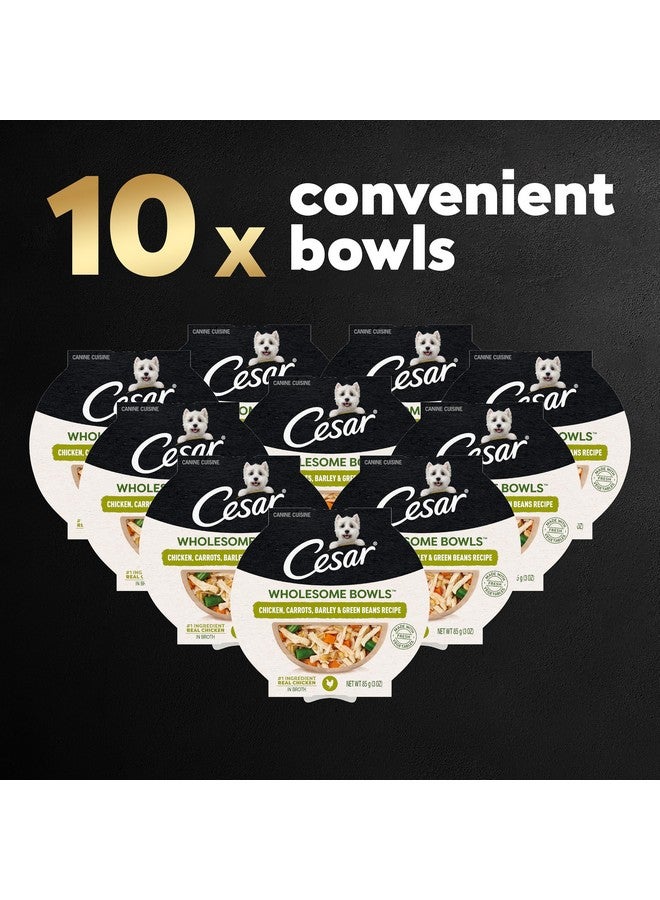 Cesar Wholesome Bowls Adult Soft Wet Dog Food, Chicken, Carrots, Barley & Green Beans Recipe, 3 Oz., Pack Of 10 - Image 2
