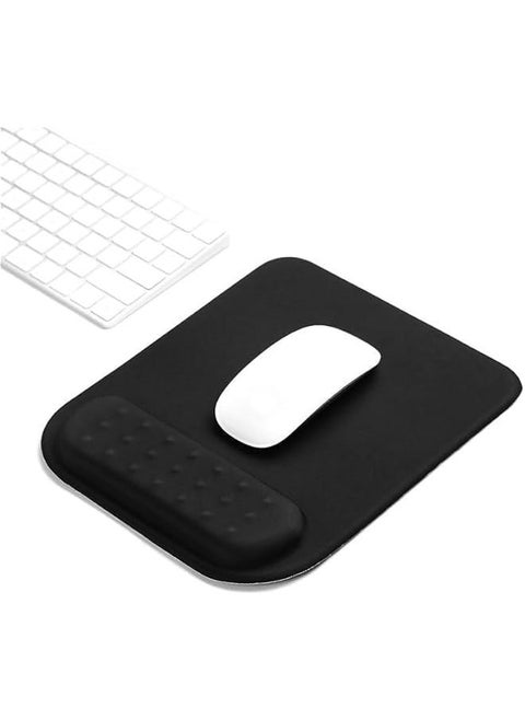 Mouse Pad with Wrist Rest, Memory Foam Ergonomic Design, Soft Wrist-Supporting Mouse Pad with Non-Slip Bottom for Stable Smooth Control, Mousepad for Home, Office, Computer, Laptop (Black)