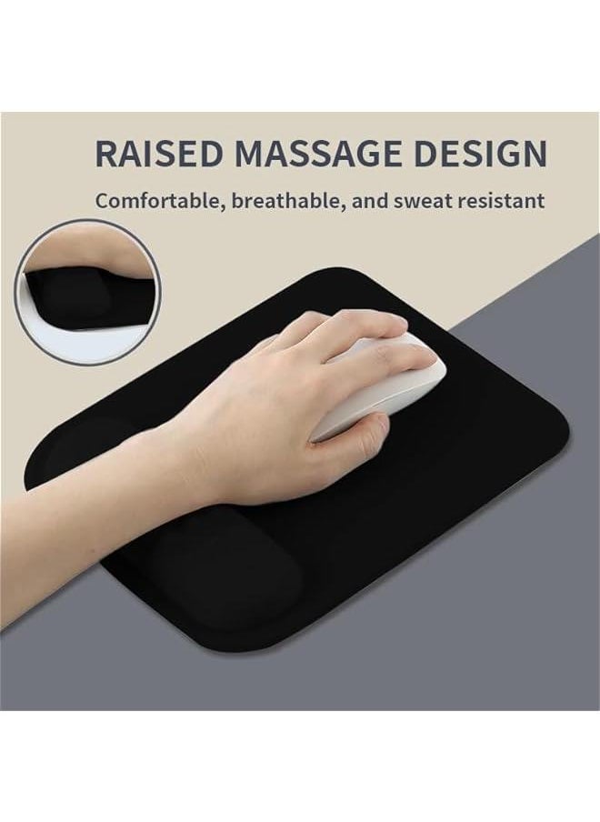 HOOKOR - Mouse Pad with Wrist Rest, Memory Foam Ergonomic Design, Soft Wrist-Supporting Mouse Pad with Non-Slip Bottom for Stable Smooth Control, Mousepad for Home, Office, Computer, Laptop (Black) - Image 1