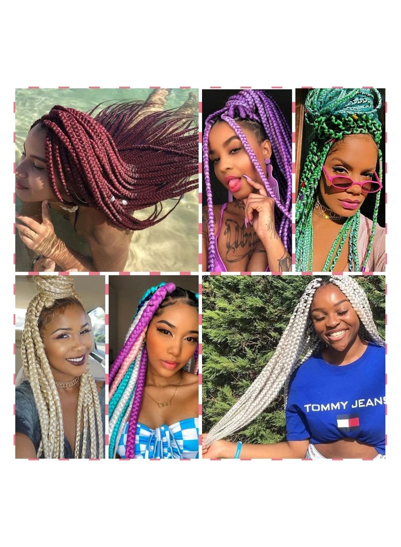 إستيل وصلات شعر أفريقية، وصلات شعر كروشيه مضفرة، شعر تجديل صناعي بدرجة حرارة عالية، شعر ياكي جامبو مضفر (رمادي، 3 قطع) - Image 5