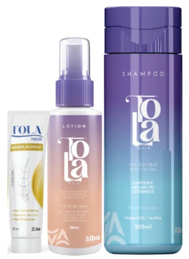Tola - Tola Hair Senior Shampoo 250ML + Tola Hair Lotion 120ML + Tola Hair Oil Replacement 25 ML. - Image 1