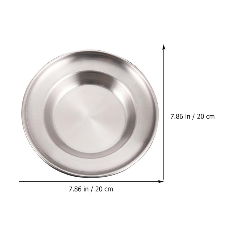 Stainless Steel Round Cake Plate 20cm Food Serving Tray Pastry Dessert Dish - Image 3