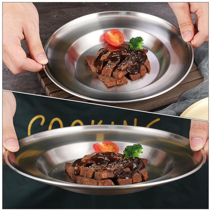 Stainless Steel Round Cake Plate 20cm Food Serving Tray Pastry Dessert Dish - Image 5