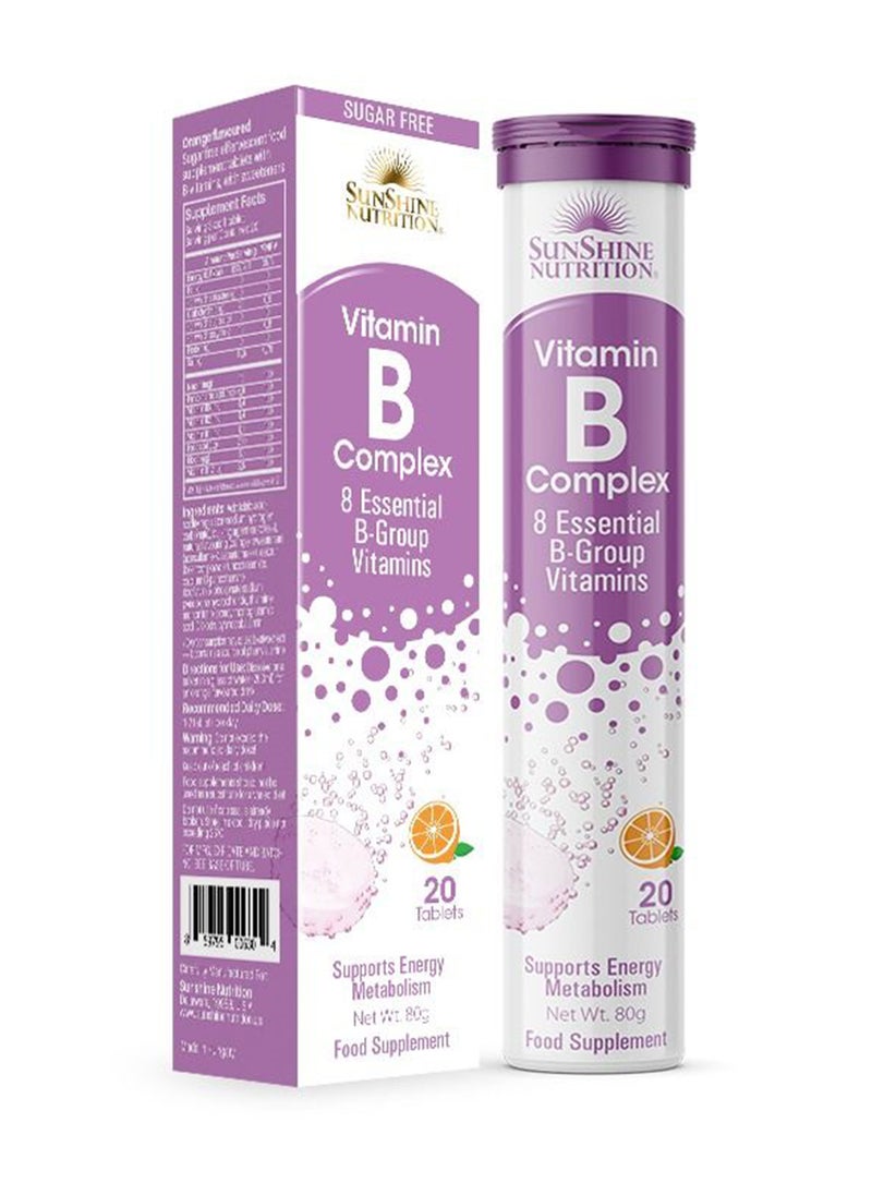 SUNSHINE NUTRITION - فيتامين ب المركب الغذائي الخالي من السكر، 20 قرصًا - Image 1