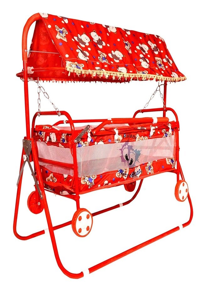 Avani MetroBuzz Baby Cradle Cot Cum Stroller (Red) - Image 1